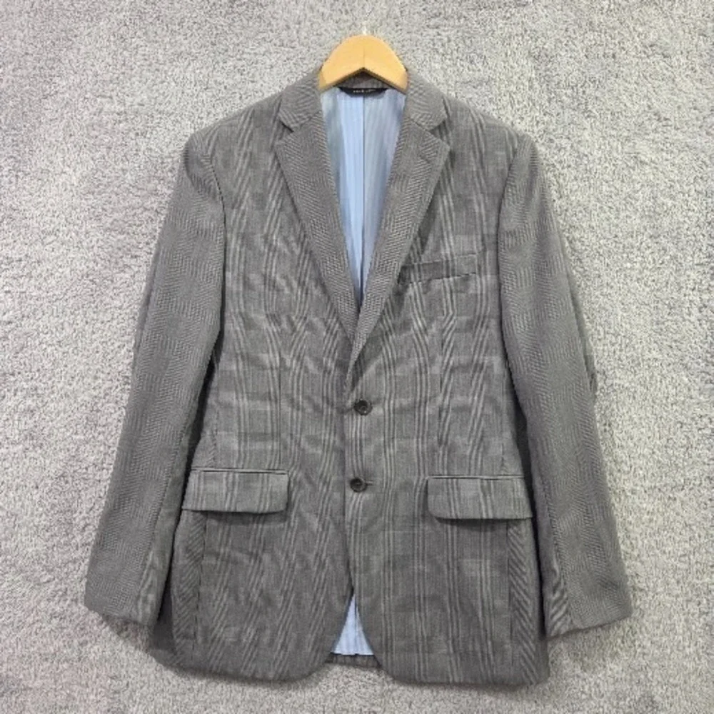Banana Republic 36R Tailored Fit Blazer Mens Gray Glen Plaid Wool Jacket Classic